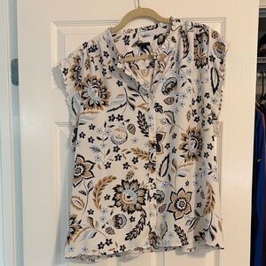 Ann Taylor Floral Blouse - Cream and Black